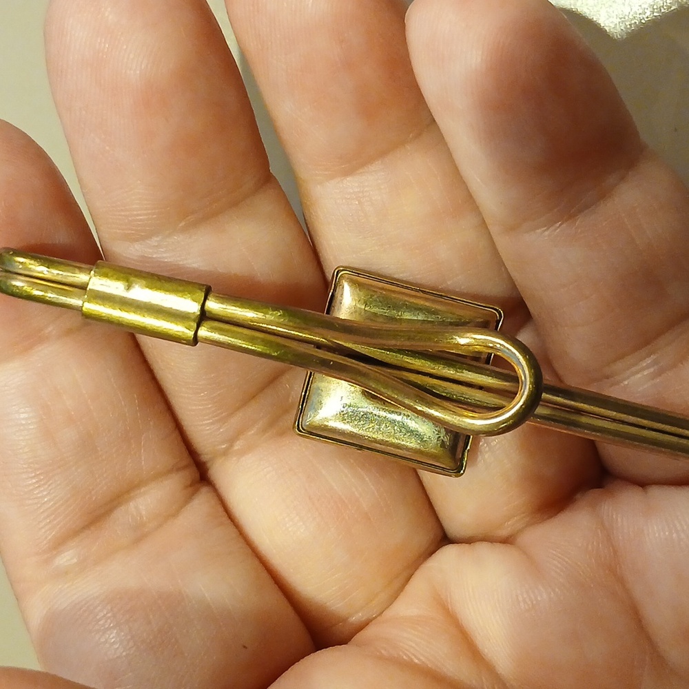 Vintage Gold Tone Tie Clip with Red Stone or Glass - Picture 6 of 6